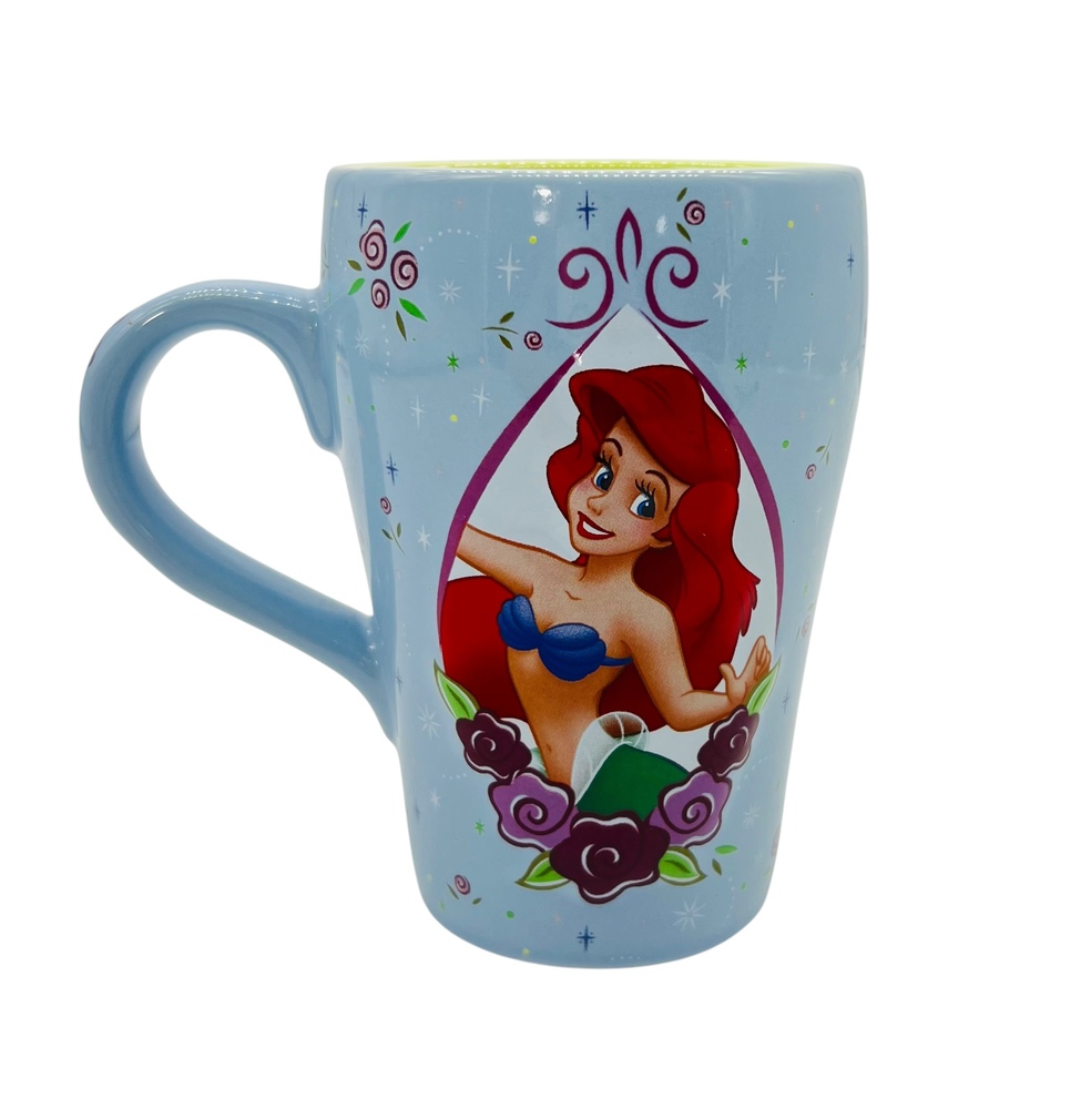 Disney The Little Mermaid Coffee Tea Cup Mug‎ Blue Purple Microwavable Floral